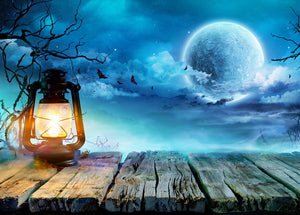 Lantern postcard, moon postcard, night postcard