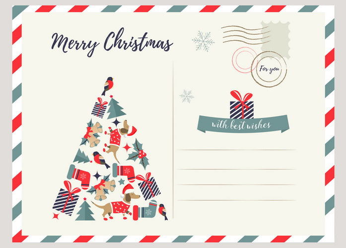 Retro style Christmas postcard