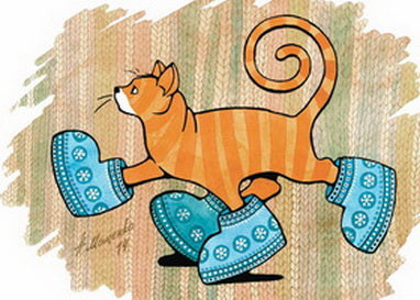 cat postcard, winter cat postcard, cat postcard for sale