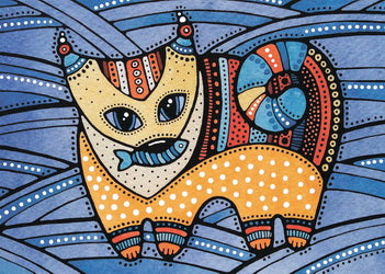 blue cat postcard, cat postcard, ukrainian postcard,