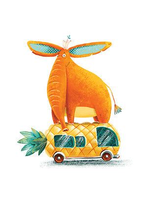 postcard Orange elephant, postcard elephant, postcard orang days