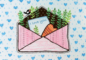 envelope postcard, envelope with heart postcard, love postcard