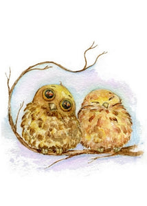 owls postcard, postcard with owls, owls card