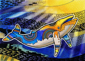 whale postcard, blue whale postcard