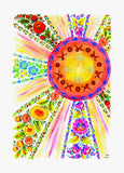 sun postcard, slavic sun postcard, yarilo postcard