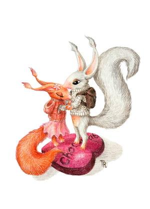 Squirrels in Love valentine, valentine card, kiss valentine card