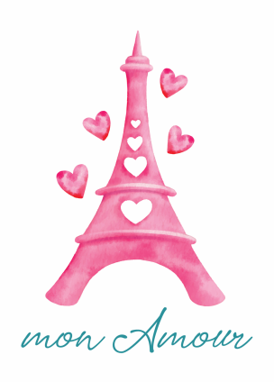 postcard my love, valentine mon Amour, valentine Paris, postcard  Eiffel Tower 