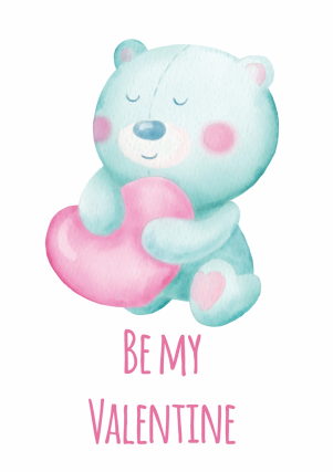 bear valentine card, love card, valentine card for her