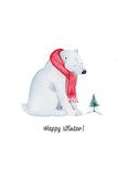 Happy Winter Postcard, polar bear postcard, winter postcard