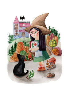 halloween card, postcards for halloween, witch postcard