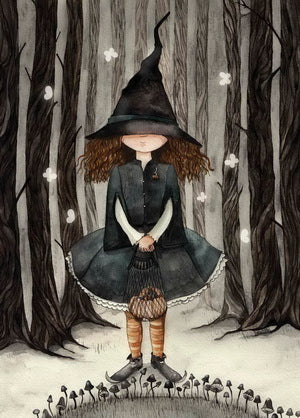 halloween witch, witch postcard, cute with postcard